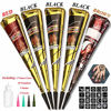 Picture of YAZONE Temporary Tattoo Kit, 5 PCS Conical Temporary Art Tattoos Painting, 20 PCS Free Adhesive Stencils