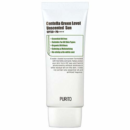 Picture of PURITO Centella Green Level Unscented Sun SPF50+ PA++++ 60ml / 2 fl.oz Coral reef safe sunscreen, Sun cream for face, Cica, UVA1,2 UVB, Broad spectrum, Lightweight, Sensitive skin, Essential Oil Free