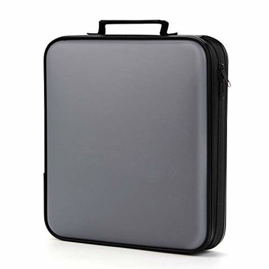 Picture of CD Case, COOFIT 160 Capacity DVD Storage DVD Case VCD Wallets Storage Organizer Flexible Plastic Protective DVD Storage Grey