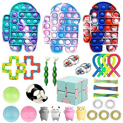 Picture of Howstart Sensory Fidget Packs ,Push Bubble Fidget Toys Pack,Stress Relief Toy Set for Adult Decompression and Anti-Anxiety ,Toy Gifts That Easy to Carry for Kids (30pcs)