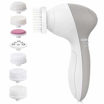 Picture of Facial Cleansing Brush [Newest 2021], PIXNOR Waterproof Face Spin Brush with 7 Brush Heads for Deep Cleansing, Facial Brush for Gentle Exfoliating, Removing Blackhead, Massaging