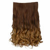 Picture of REECHO 20" 1-pack 3/4 Ombre Full Head Curly Wave Clips in on Synthetic Hair Extensions Hair pieces for Women 5 Clips 4.6 Oz Per Piece - Ombre Light Brown to Strawberry Blonde