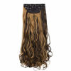 Picture of REECHO 24" Curly Wavy Long 4 PCS Set Thick Clip in on Hair Extensions Brown with Chestnut Highlights