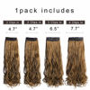 Picture of REECHO 24" Curly Wavy Long 4 PCS Set Thick Clip in on Hair Extensions Brown with Chestnut Highlights