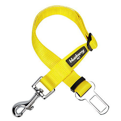 Picture of Blueberry Pet Essentials 19 Colors Classic Dog Seat Belt Tether for Dogs Cats, Blazing Yellow, Durable Safety Car Vehicle Seatbelts Leads Use with Harness