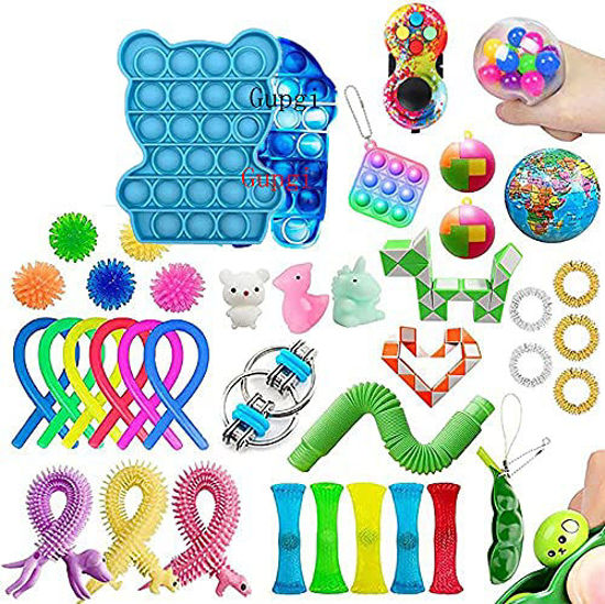 Picture of Fidget Toys Pack Cheap Pop Bubble Sensory Fidget Pack Stress Relief Toys with Marble Mesh Pop Anxiety Tube for Kids Adult (40PCS A)