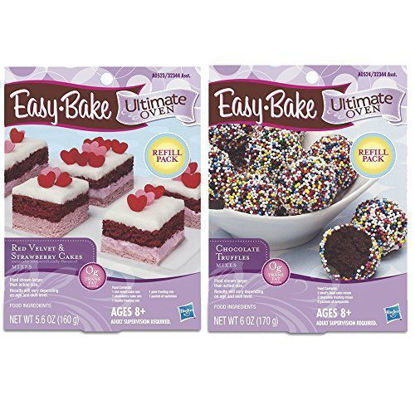 Picture of Easy Bake 2-Pack Oven Refill - Red Velvet & Strawberry Cakes 5.6 oz and Chocolate Truffle Mixes 6 oz