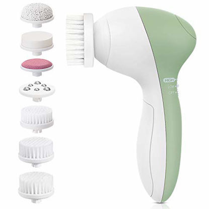 Picture of Facial Cleansing Brush [Newest 2021], PIXNOR Waterproof Face Spin Brush with 7 Brush Heads for Deep Cleansing, Facial Brush for Gentle Exfoliating, Removing Blackhead, Massaging