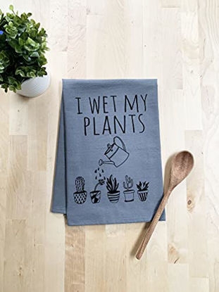 Picture of Funny Dishcloth/Tea Towel ~ I Wet My Plants ~ Funny Kitchen Cloth ~ Gray (Black Ink)