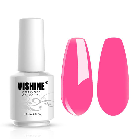 Picture of Vishine Gelpolish Lacquer Shiny Color Soak Off UV LED Gel Nail Polish Professional Manicure Hot Pink(1558)