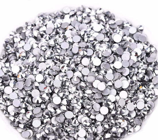 Picture of Jollin Glue Fix Crystal Flatback Rhinestones Glass Diamantes Gems for Nail Art Crafts Decorations Clothes Shoes(ss20 1440pcs, Silver)