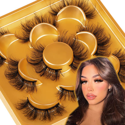 Picture of 3D Eyelashes Natural Lashes Fluffy Mink Lashes Like Extensions 19mm Faux Mink Strip Lashes Pack by Focipeysa