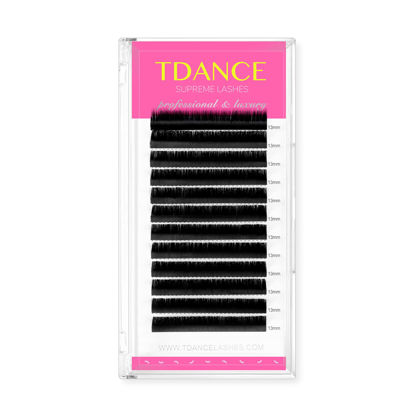 Picture of TDANCE Premium DD Curl 14mm Semi Permanent Individual Eyelash Extensions 0.07mm Thickness Volume Lashes Extensions Professional Salon Use(DD,0.07,14mm)