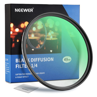 Picture of NEEWER 49mm Black Diffusion 1/4 Filter Mist Dreamy Cinematic Effect Filter Ultra Slim Water Repellent Scratch Resistant HD Optical Glass, 30 Layers Nano Coatings for Video/Vlog/Portrait Photography