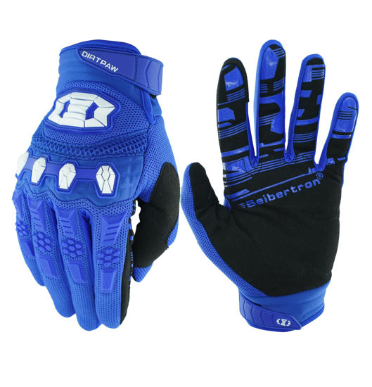 Picture of Seibertron Dirtpaw Unisex BMX MX ATV MTB Racing Mountain Bike Bicycle Cycling Off-Road/Dirt Bike Gloves Road Racing Motorcycle Motocross Sports Gloves Touch Recognition Full Finger Glove Blue XS