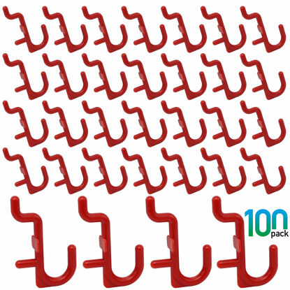 Picture of Pegboard Hooks Kit 100PK Pegboard J Hook Assortment RED Peg Hooks (100PK, Red)