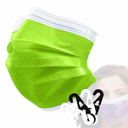 Picture of ASTM Level 3 Disposable 4-Ply Face Mask - Made in USA Filtration Efficiency ? 98% For Travel, Offices, Business and Personal Care with Ear Savers (20 Pack, Kiwi Green)