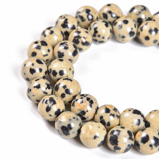 Picture of Nancybeads 45pcs 8mm Natural Dalmation Spot Jasper Gemstone Round Spacer Loose Stone Beads for Jewelry Making 15.5" 1 Strand (Dalmation Spot Jasper, 8mm 45Beads)