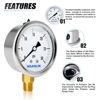 Picture of MEANLIN MEASURE 0~30Psi Stainless Steel 1/4" NPT 2.5" Single Scale FACE DIAL,Glycerin Filled Fuel Pressure Gauge,Liquid Filled Pressure Gauge WOG Water Oil Gas Lower Mount