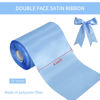 Picture of TONIFUL 4 Inch x 22Yards Wide Light Baby Blue Satin Ribbon Solid Fabric Large Ribbon for Cutting Ceremony Kit Grand Opening Chair Sash Hair Car Bows Sewing Craft Gift Wrapping Wedding Party Decoration