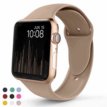 Picture of VATI Sport Band Compatible with Apple Watch Band 40mm 44mm 42mm 38mm, Soft Silicone Sport Strap Replacement Bands Compatible with iWatch Apple Watch Series 4, Series 3/2/1 S/M M/L