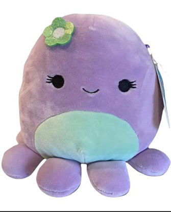 Picture of Squishmallows Official Kellytoy Plush 8 Inch Squishy Soft Plush Toy Animals (Violet Octopus (Green Flower))