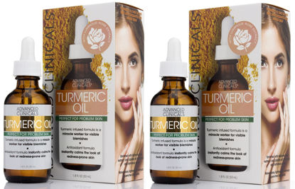 Picture of Advanced Clinicals Turmeric Oil Facial Skin Care Serum For Face. Moisturizer Skincare Formula W/Rose Extract & Jojoba Oil For Dry Skin, Redness, & Skin Blemishes, 1.8 Fl Oz (Pack of 2)