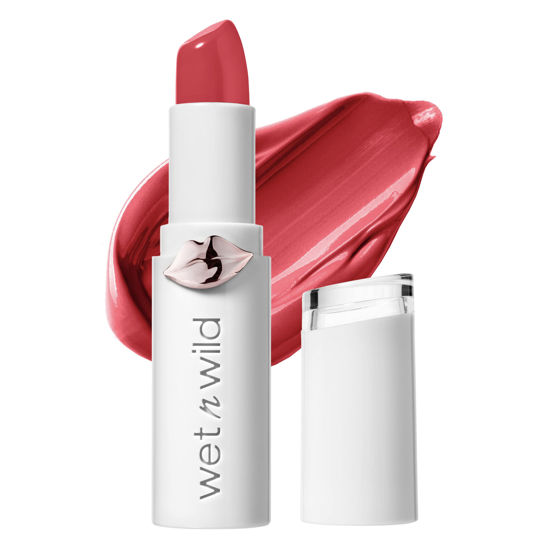 Picture of Lipstick By Wet n Wild Mega Last High-Shine Lipstick Lip Color Makeup, Pink Red Strawberry Lingerie