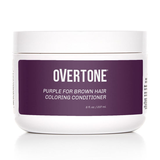 Picture of oVertone Haircare Semi-Permanent Color Depositing Conditioner with Shea Butter & Coconut Oil, Purple for Brown, Cruelty-Free, 8 oz