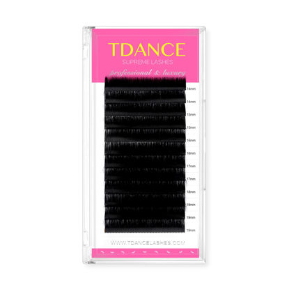 Picture of TDANCE Premium D Curl 0.05mm Thickness Semi Permanent Individual Eyelash Extensions Silk Volume Lashes Professional Salon Use Mixed 14-19mm Length In One Tray (D-0.05,14-19mm)