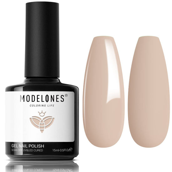 Picture of modelones Gel Nail Polish, 15ML Neutral Nude Gel Polish Color Soak Off LED Skin Tone Tan Color Nail Gel Polish Natural Nail Polish Long Wear Nail Art Manicure at Home Gift, 0.5 Fl Ounce