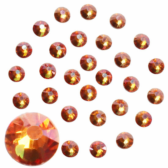 Picture of Jollin Glue Fix Crystal Flatback Rhinestones Glass Diamantes Gems for Nail Art Crafts Decorations Clothes Shoes(ss5 2880pcs, Amber)