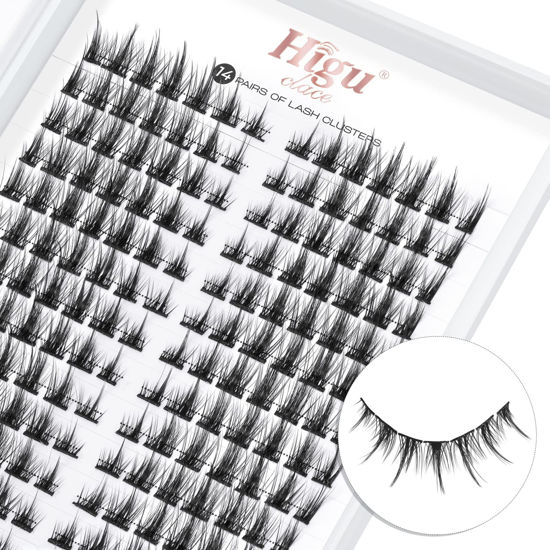 Picture of 14 Pairs Lash Clusters 196 PCS DIY Eyelash Extension C Curl Cluster Lashes Individual Lashes Cluster Lashes Wisps Reusable Eyelash Segments Professional Makeup for Self-application (Devil 02-C)