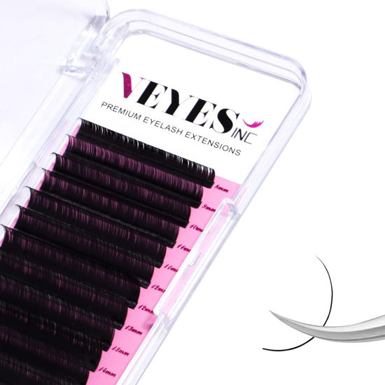 Picture of VEYES INC Eyelash Extension Supplies Classic Volume Lash Extensions Mixed Tray 0.10 C Curl 8-16mm, Premium Mink Silk Individual Lashes Soft Matte Black Salon Use.