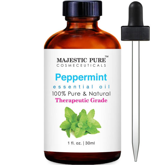 Picture of MAJESTIC PURE Peppermint Essential Oil, Therapeutic Grade, Pure and Natural, for Aromatherapy, Massage, Topical & Household Uses, 1 fl oz