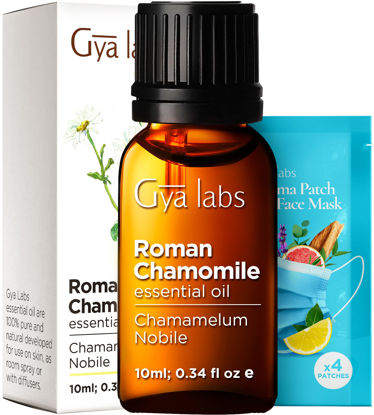 Picture of Gya Labs Roman Chamomile Essential Oil for Diffuser & Pain - 100% Therapeutic Grade Roman Chamomile Oil for Face & Skin - Roman Chamomile Essential Oils for Aromatherapy (0.34 fl Oz)