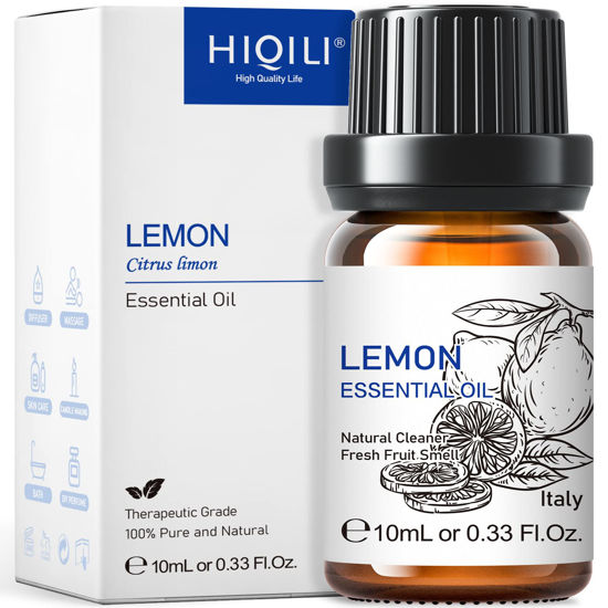 Picture of HIQILI Lemon Essential Oil, 100% Pure Natural Organic Therapeutic Grade Perfect for Skin Care,Diffuser,Cleaning-10ml