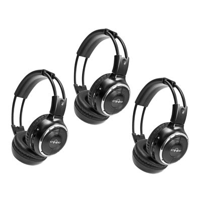 Picture of RP Accessories IR-2008B Infrared Wireless Headphones, 2-Channel Folding Universal Rear Entertainment System IR Headphone for Car TV and DVD Player Audio, Set of 3