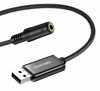 Picture of DUKABEL USB to 3.5mm Jack Audio Adapter, USB to Aux Cable with TRRS 4-Pole Mic-Supported USB to Headphone AUX Adapter Built-in Chip External Sound Card for PS4 PC PS5and More [19 inch]