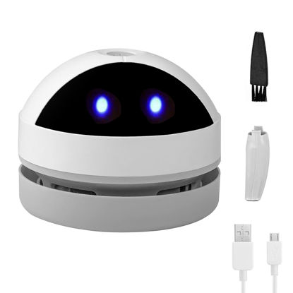 Picture of Mini Desktop Vacuum Cleaner Robot Vacuum Cleaner for Desktop, Portable Small USB Vacuum Cleaner Quiet Pick up Tiny Items Crumbs Eraser Crumbs Hairs Flakes for Home Office Kitchen Piano Keyboard