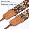 Picture of PADWA Brown Japanese Printed Camera Strap - Double Layer Cowhide Ends,2" Pure Cotton Woven Camera Straps, Adjustable Vintage Neck & Shoulder Strap for All DSLR Cameras,Great Gift for Photographers