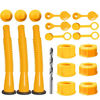 Picture of Gas Can Spout Replacement, Gas Can Nozzle,(3Kit-Yellow) with 6 Screw Collar Caps(3 Coarse Thread &3 Fine Thread-Fits Most of The Cans) with Gas Can Vent Caps, Thick Rubber pad, Spout Cover, Base Caps