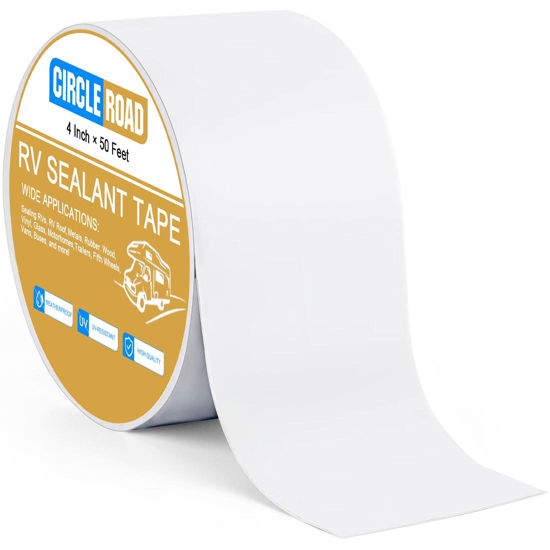 Picture of RV Roof Tape White, 4 Inch X 50 Feet RV Repair Sealant Tape, Stop Camper Roof Leaks, UV-Resistant, Weatherproof and Durable for Camper, Trailer, Boat(4In-50FT)