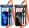 Picture of SUPFINE 2 Pcs Waterproof Phone Pouch, Large Waterproof Cell Phone Case, IPX8 Waterproof Dry Bag with Lanyard for iPhone 14 Pro Max/ 13/12/ 11/ Galaxy S23 Ultra S22 Vacation Swimming- Black/Deep Blue