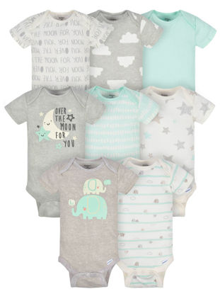 Picture of Gerber Baby 8-Pack Short Sleeve Onesies Bodysuits, Elephants, 3-6 Months