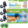 Picture of WaterDam Swimming Ear Plugs Great Waterproof Ultra Comfy Earplugs Prevent Swimmer's Ear (Size 3+3+3: Medium Ear Men & Large Ear Teens&Women (Black Black Black))