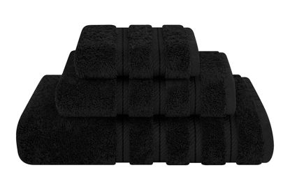 American Soft Linen Hand Towels 100% Turkish Cotton 4 Piece Hand Towel Set for Bathroom - Black