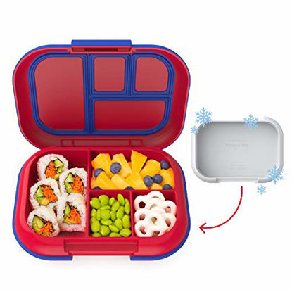 Picture of Bentgo® Kids Chill Lunch Box - Leak-Proof Bento Box with Removable Ice Pack & 4 Compartments for On-the-Go Meals - Microwave & Dishwasher Safe, Patented Design, 2-Year Warranty (Red/Royal)