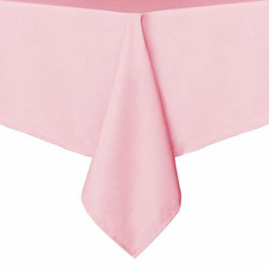 Picture of sancua Rectangle Tablecloth - 54 x 54 Inch - Stain and Wrinkle Resistant Washable Polyester Table Cloth, Decorative Fabric Table Cover for Dining Table, Buffet Parties and Camping, Pink