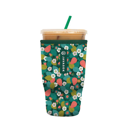 Picture of Sok It Java Sok Iced Coffee & Soda Cup Sleeve Insulated Neoprene Cover (Strawberry Fields, Large: 30-32oz)